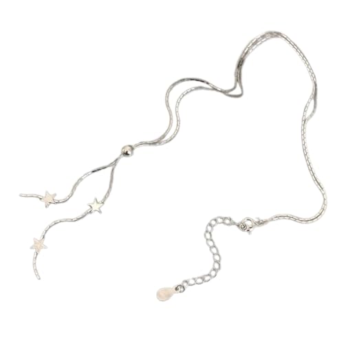 PLCPDM Halskette mit Sternanhänger, lange Quasten, Choker, verstellbare Länge, Halskette für Damen, ziehbare Schlüsselbeinkette, Geschenk für Mädchen, Wie abgebildet von PLCPDM