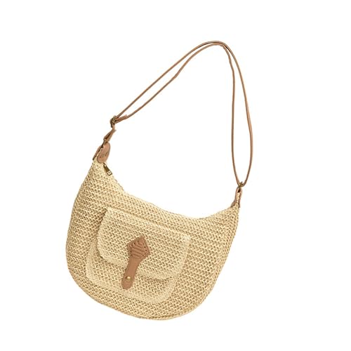 PLCPDM Handgefertigte Umhängetasche Für Frauen Urlaub Gewebte Strandmädchen Einfache Crossbody Daily Strohmessen Frauen Crossbody Stroh Strand Mode Schulter Handgefertigte Urlaub von PLCPDM