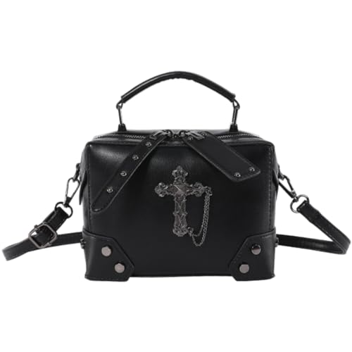 PLCPDM Kleine Geldbörse aus PU-Leder für Damen, Gothic-Punk-Kreuze, einzelne Schultertasche mit Tragegriff oben, kruez von PLCPDM