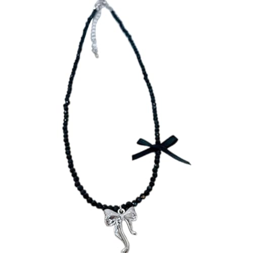 PLCPDM Kristallschleife Schlüsselbeinkette für Damen und Mädchen, Perlen, handgefertigt, verstellbare Schlüsselbeinkette, Damenschmuck, Wie abgebildet von PLCPDM