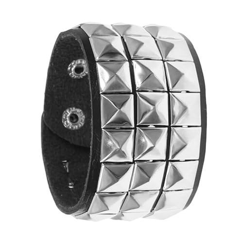 PLCPDM Leder Punk Armband Mit Quadratischen Bolzen Statement Armband Leder Textur Perfekt Für Rock Enthusiasten Und Trendsetter PLCPDM Leder Punk Armband Mit Quadratischen Bolzen Statement Armband Leder Textur Perfekt Für Rock Enthusiasten Und Trendsetter von PLCPDM