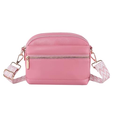 PLCPDM Ledertasche, breites Band, große Kapazität, Kuriertasche, weiche Schultertaschen für Mädchen und Frauen, Crossbody-Tasche, rose von PLCPDM