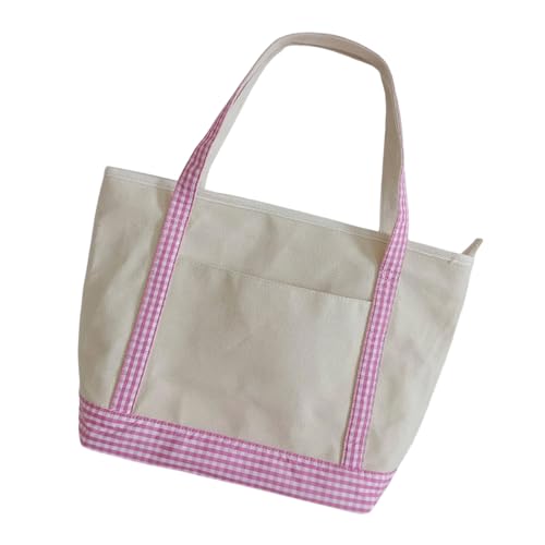 PLCPDM Leinwandhandtasche Mit Großer Kapazität Mit Mehreren Fächern Stilvolles Gittermuster Alltag Verwenden Tränenresistente Leinwandkäufer Tasche von PLCPDM