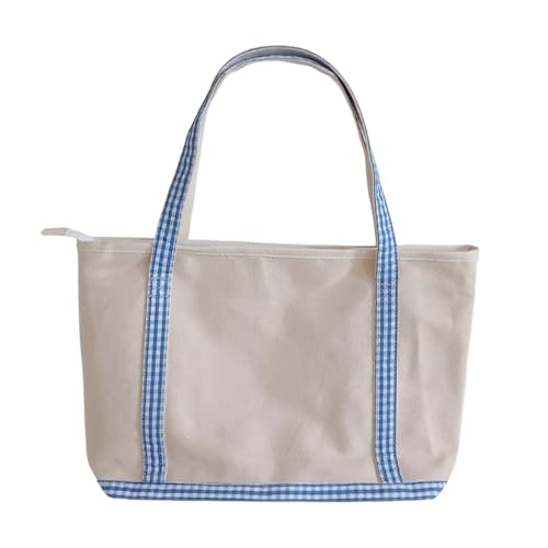 PLCPDM Leinwandhandtasche Mit Großer Kapazität Mit Mehreren Fächern Stilvolles Gittermuster Alltag Verwenden Tränenresistente Leinwandkäufer Tasche von PLCPDM