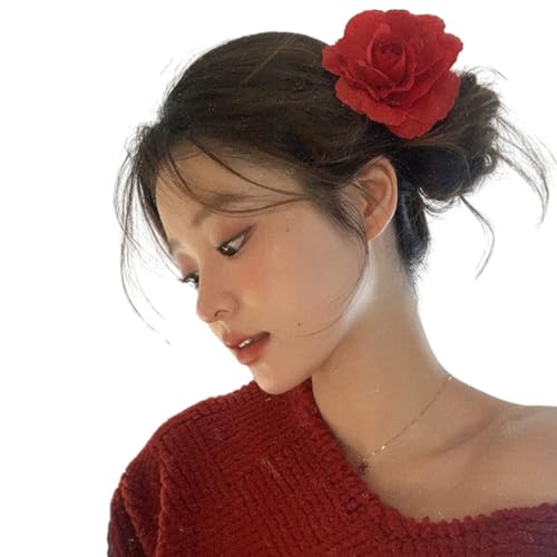 PLCPDM Mädchen Pony Clip Haarnadel Rose Kopfschmuck Haarschmuck Blume Rose Blume Haarnadel von PLCPDM