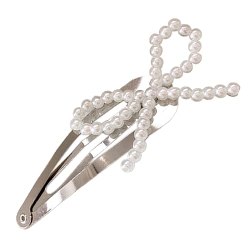 PLCPDM Metall-Haarspange mit niedlicher Perlenschleife für Kinder und Frauen, praktische Metall-Haarnadel, verleiht Ihrem Look Persönlichkeit von PLCPDM
