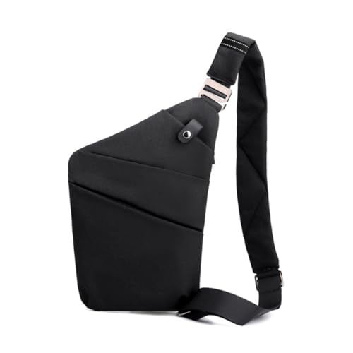 PLCPDM Modische Crossbody-Tasche, Gürteltasche, große Kapazität, für Erwachsene, Brusttasche, spritzwassergeschützt, über der Schultertasche, Schwarz , Left shoulder von PLCPDM