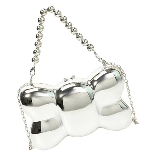 PLCPDM Modische Damen-Umhängetasche aus Acryl mit Schmetterlings-Designs, Crossbody-Tasche für tägliche Reisen und Versammlungen, luxuriöse Goldkette, silber, One Size PLCPDM Modische Damen-Umhängetasche aus Acryl mit Schmetterlings-Designs, Crossbody-Tasche für tägliche Reisen und Versammlungen, luxuriöse Goldkette, silber, One Size von PLCPDM