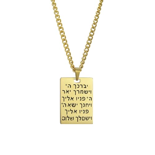 PLCPDM Modische Edelstahl-Schlüsselbeinkette, hebräisches Symbol, Halskette, Gravur, Sprache, Metall, lange Pullover-Kette, Siehe Abbildung von PLCPDM