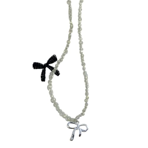 PLCPDM Modische Halskette mit Schleife, süße Kristallperlen, Schlüsselbeinkette, Statement-Schmuck, Wie abgebildet von PLCPDM