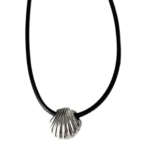 PLCPDM Modische Metallmuschel-Anhänger, Halskette, Ohrringe, einfache Y2K-Choker-Ohrringe, süße, coole Schlüsselbein-Kette, Halskette, Chain necklace, Siehe Abbildung von PLCPDM