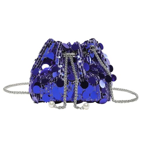 PLCPDM Modische Strass-Umhängetasche für Damen, Abend-Handtasche und Geldbörse, Eimer-Tasche, Umhängetasche, Kordelzug, Kuriertasche, blau von PLCPDM