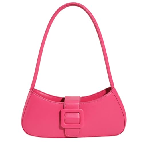 PLCPDM PU Unterarmtasche für Frauen Mädchen Schultertaschen Achseltasche Handtasche Große Kapazität Tasche Ledertasche, hot pink von PLCPDM