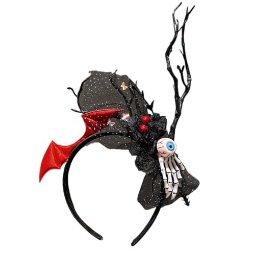PLCPDM Punk Branch Halloween Stirnband Tag des Todes Erwachsene Kinder Themenparty Hairhoop Tüll Schädel Blume Haarband Partyzubehör von PLCPDM