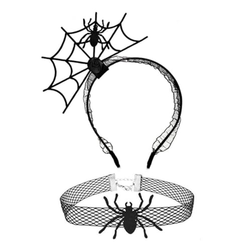 PLCPDM Punk Spinnennetz Form Haarband und Cosplay Spitze Choker Set Halloween Zubehör für Frauen Mädchen Karneval Party Supplies PLCPDM Punk Spinnennetz Form Haarband und Cosplay Spitze Choker Set Halloween Zubehör für Frauen Mädchen Karneval Party Supplies von PLCPDM