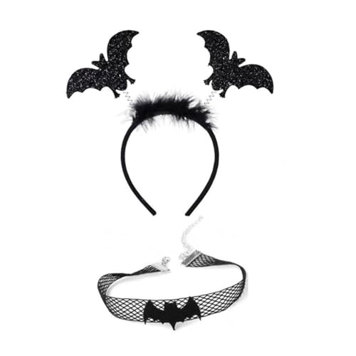 PLCPDM Punk Spinnennetz Form Haarband und Cosplay Spitze Choker Set Halloween Zubehör für Frauen Mädchen Karneval Party Supplies von PLCPDM