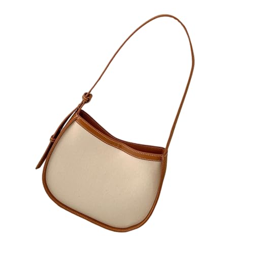 PLCPDM Schultertasche für Damen, Segeltuch, Handtasche, Retro, Clutch, Geldbörse mit Reißverschluss, für Abendveranstaltung, Party, Alltag, braun, One Size von PLCPDM