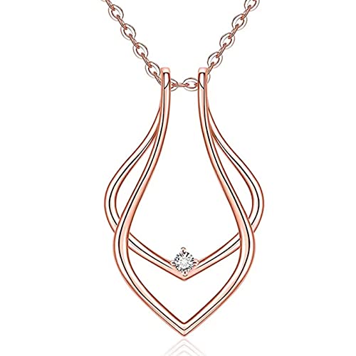 PLCPDM Silber Geometrische Halskette Verlobungsring Keeper Schmuck Geschenke Für Frauen Frau Freundin Ringhalter Krankenschwester Gold Silber von PLCPDM