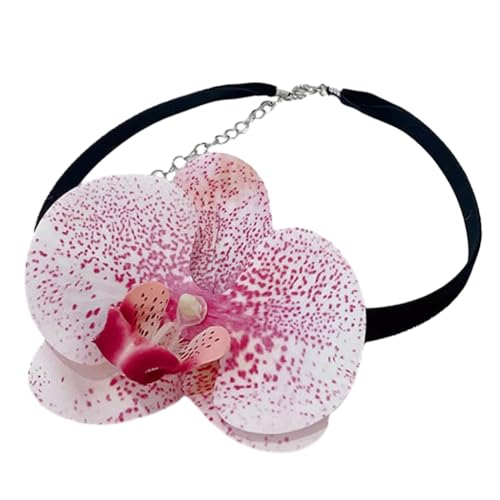 PLCPDM Stilvolle Phalaenopsis-Halskette, bunt, Blumenform, Schlüsselbeinkette, modischer Schmuck, Blütenanhänger, Halskette, Siehe Abbildung von PLCPDM