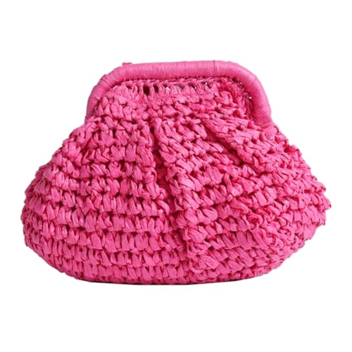 PLCPDM Strandtasche, trendige Tasche, Crossbody-Tasche mit abnehmbarer Kette, lässige Schultertaschen für Mädchen und Frauen, modische gewebte Tasche, hot pink, Small von PLCPDM