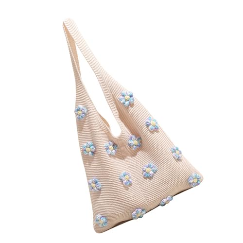PLCPDM Strandtasche für trendige Mädchen, geräumige Innen-Schultertaschen, lässige Handtasche, zarte Einkaufstaschen für verschiedene Anlässe, breiter Riemen, blau, One Size von PLCPDM