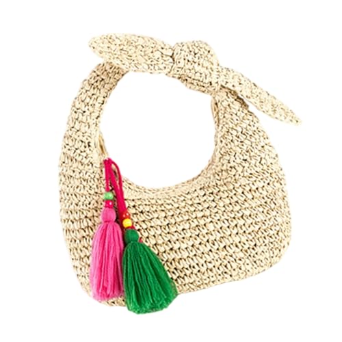 PLCPDM Stroh-Handtasche mit Schleifenverzierung, leichtes Design, Griff oben, geeignet für Reisen, Abendveranstaltungen und Shopping, Strandtasche, mit Schleifen-Design, beige, One Size PLCPDM Stroh-Handtasche mit Schleifenverzierung, leichtes Design, Griff oben, geeignet für Reisen, Abendveranstaltungen und Shopping, Strandtasche, mit Schleifen-Design, beige, One Size von PLCPDM