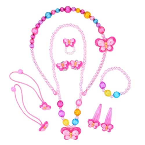 PLCPDM Süßes Mädchen-Schmuck-Set mit Perlen, Halskette, Armband, Ohrringe, Haarbänder, Haarspange, Siehe Abbildung von PLCPDM