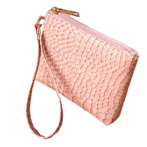 PLCPDM Tragbare Geldbörse für Kreditkarten, Bankkarten, Bargeld, Geldbörse, Münzgeldbörse für Damen und Mädchen, modisch, einfarbig, Clutch-Tasche, rose von PLCPDM