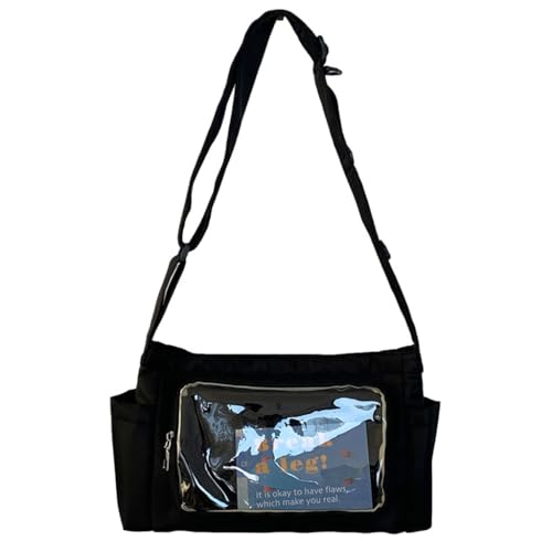 PLCPDM Transparente Umhängetasche für Mädchen, niedliche Umhängetasche, Kuriertasche, perfekt für modebewusste Personen, Schwarz von PLCPDM