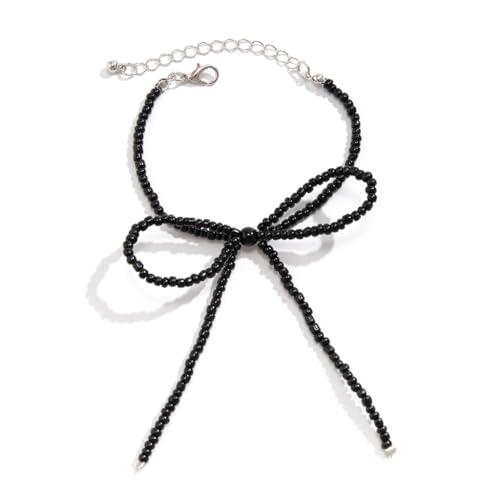 PLCPDM Trendige Schleifen-Ohrstecker, stilvolle Kette, Choker-Halskette, langlebiges Perlenarmband, Legierungsmaterial, Schmuck für Damen, Siehe Abbildung von PLCPDM