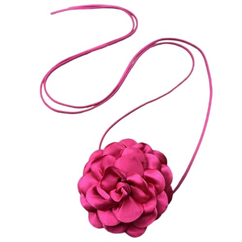 PLCPDM Vielseitiger Stoff-Blumen-Choker, stilvolles Nackenband, Stoff-Rosen-Halskette, verstellbare Halskette, geeignet für Hochzeiten, Partys, Siehe Abbildung von PLCPDM