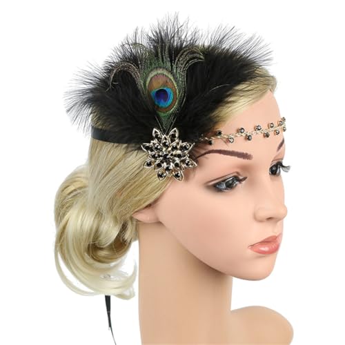 PLCPDM Vintage Stirnband GatsbyParty Kostüm Zubehör für Damen Strass Kopfschmuck Maskerade Party Kopfschmuck von PLCPDM