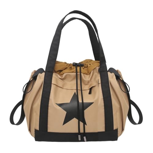 PLCPDM Wasserdichte Umhängetasche mit mehreren Fächern, verstellbarer Riemen, Handtasche mit Schnüren, für Damen und Mädchen, braun von PLCPDM