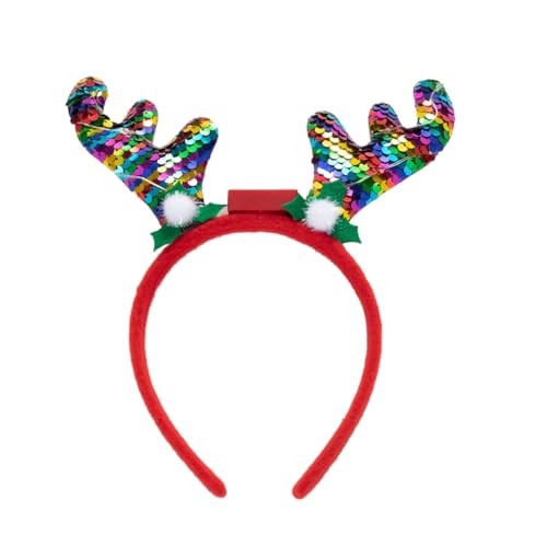 PLCPDM Weihnachts-Rentier-Horn-Stirnband mit Lichtern, Haarreifen, Party-Kopfschmuck, Kopfbedeckung, Party-Kopfschmuck von PLCPDM