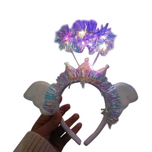 PLCPDM Weiße gefiederte Stirnbänder mit LED-Lichtern, Weihnachtsfeiertag, Kostümzubehör für Erwachsene und Jugendliche von PLCPDM