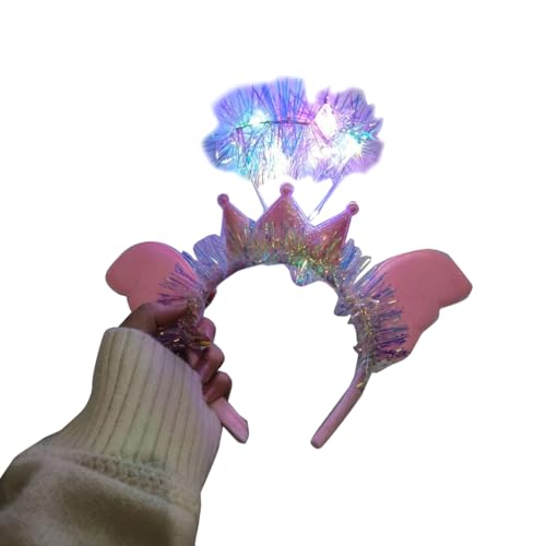 PLCPDM Weiße gefiederte Stirnbänder mit LED-Lichtern, Weihnachtsfeiertag, Kostümzubehör für Erwachsene und Jugendliche von PLCPDM