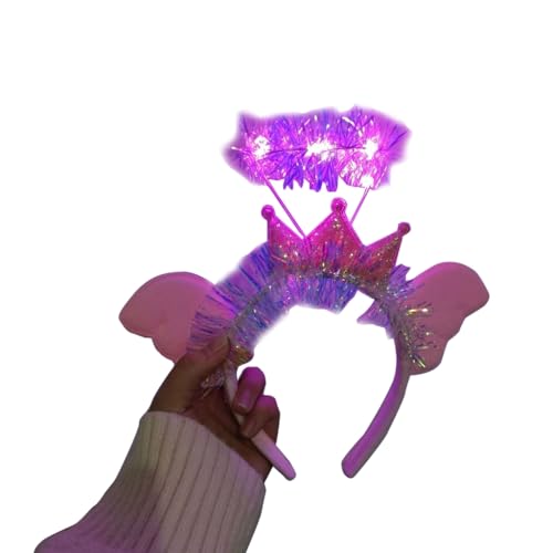 PLCPDM Weiße gefiederte Stirnbänder mit LED-Lichtern, Weihnachtsfeiertag, Kostümzubehör für Erwachsene und Jugendliche von PLCPDM