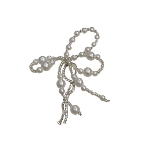 PLCPDM Zarte Halskette mit Schleifen-Anhänger für Damen, Perlenpullover, Halsband, Temperament, Schlüsselbeinkette, handgefertigter Schmuck, Wie abgebildet von PLCPDM