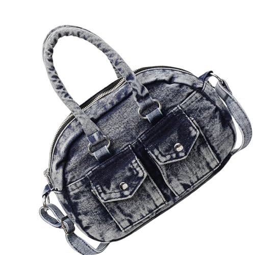 Retro-Umhängetasche mit mehreren Taschen, bequemer Riemen, lässiges Büro-Outfit, unverzichtbare Schultertaschen für Damen und Mädchen, Crossbody-Tasche mit mehreren Fächern, Retro Blau, One Size von PLCPDM