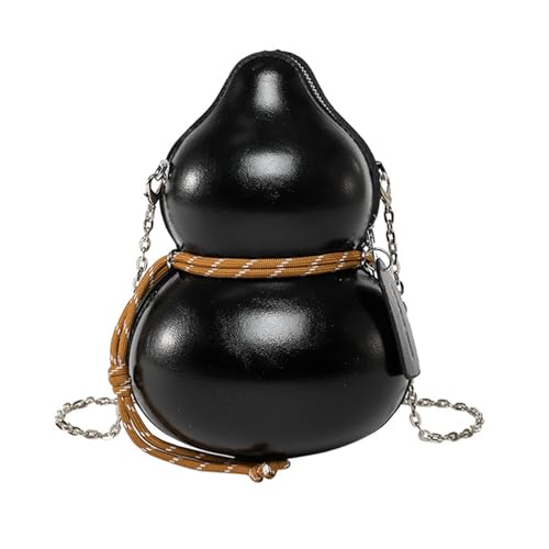 Trendige Umhängetasche in Kürbisform, PU-Leder, Umhängetasche, lässige Umhängetasche mit Kette, für modische Frauen, auffälliger Street-Styles-Tasche, Schwarz , One Size Trendige Umhängetasche in Kürbisform, PU-Leder, Umhängetasche, lässige Umhängetasche mit Kette, für modische Frauen, auffälliger Street-Styles-Tasche, Schwarz , One Size von PLCPDM