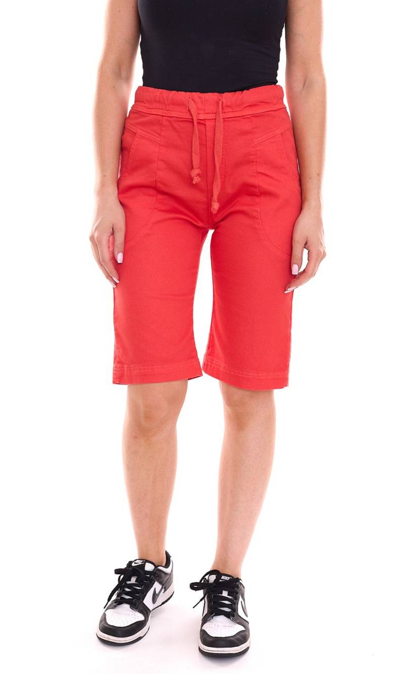 PLEASE Damen Stoff-Shorts kurze Hose mit Bindeband Bermuda Sommer-Hose 49786149 Rot von PLEASE