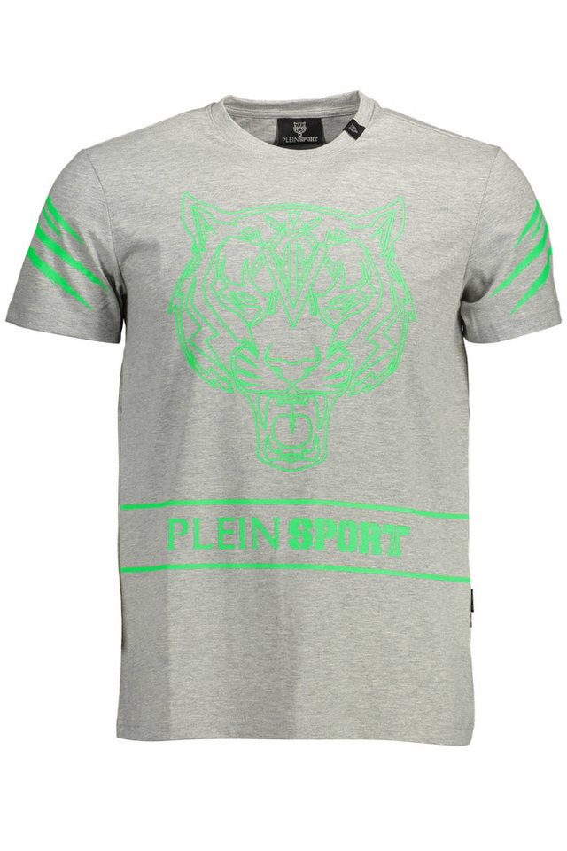 PLEIN SPORT T-Shirt Graues Herren T-Shirt mit Print und Kontrastdetails von PLEIN SPORT