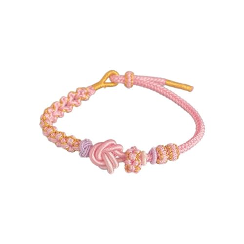 PLGEBR Charm-Armbänder für Mädchen, ein Glied, das nie rückgängig werden kann, Pfirsichblütenknoten-Armband, für Mädchen von Oma, immer mutige und starke Pfirsichblüte, verstellbares geflochtenes von PLGEBR