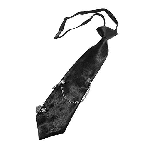 PLGEBR Gothic-Krawatte für Frauen, Kette, Punk-Krawatte, Strass, schwarze Krawatte, Punk-Uniform, vorgebundene Gothic-Krawatte Geld, altem Fliege, Damen-Krawatte mit von PLGEBR