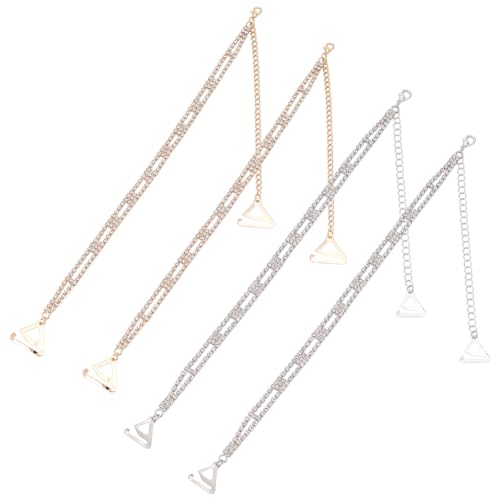 PLIGREAT 2 Paar BH Träger Mit Strasssteinen Kristall BH Schulterketten Verstellbare Dessous Träger Hochzeit Brautkleid BH Unterwäschekette Für Frauen Kleiderschmuck Accessoires Silber Und Gold von PLIGREAT