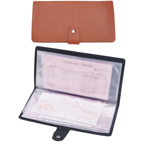 PLIGREAT 2 Stück Quittungs Organizer Aus Leder Tragbarer Quittungs Organizer Mit 20 Tasche Mehrzweck Geldbörse Tickethalter Für Männer Und Frauen 2 Farben von PLIGREAT