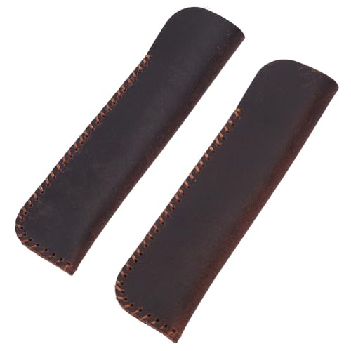 PLIGREAT 2 Stück Vintage Stiftetui Aus Leder Braune Schutzhülle Tragbare Doppel Stifthülle Für Füllfederhalter Kugelschreiber Tintenroller Und Bleistifte von PLIGREAT