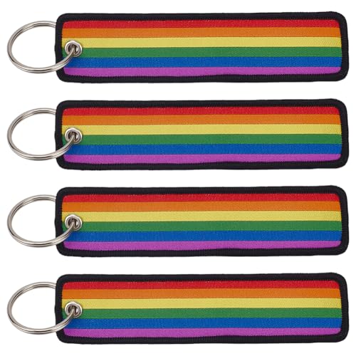 PLIGREAT 4 Packung LGBTQ Pride Flaggen Schlüsselanhänger Schlüsselanhänger Mit Regenbogen Gay Pride Flagge Im Lanyard Stil Für Schlüssel Rucksack Autos Gepäck LGBTQ Accessoires von PLIGREAT