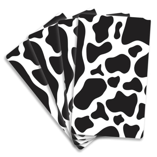 PLIGREAT 4 Stücke Kreditkarten-Skin-Aufkleber Schwarz und Weiß Kuh-Print-Karten-Skin-Abdeckung Kratzfest Abnehmbare Debitkarten-Aufkleber Schlanke wasserdichte Vinyl-Aufkleber für die Kartendekor von PLIGREAT