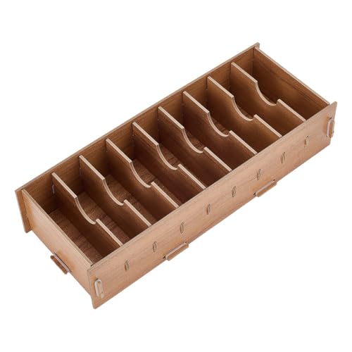 PLIGREAT Visitenkarten Organizer Aus Holz Desktop Kartenhalter Mit 9 Fach Karteikarten Aufbewahrungsbox Ohne Deckel Für Home Office Schreibtisch Dekor von PLIGREAT
